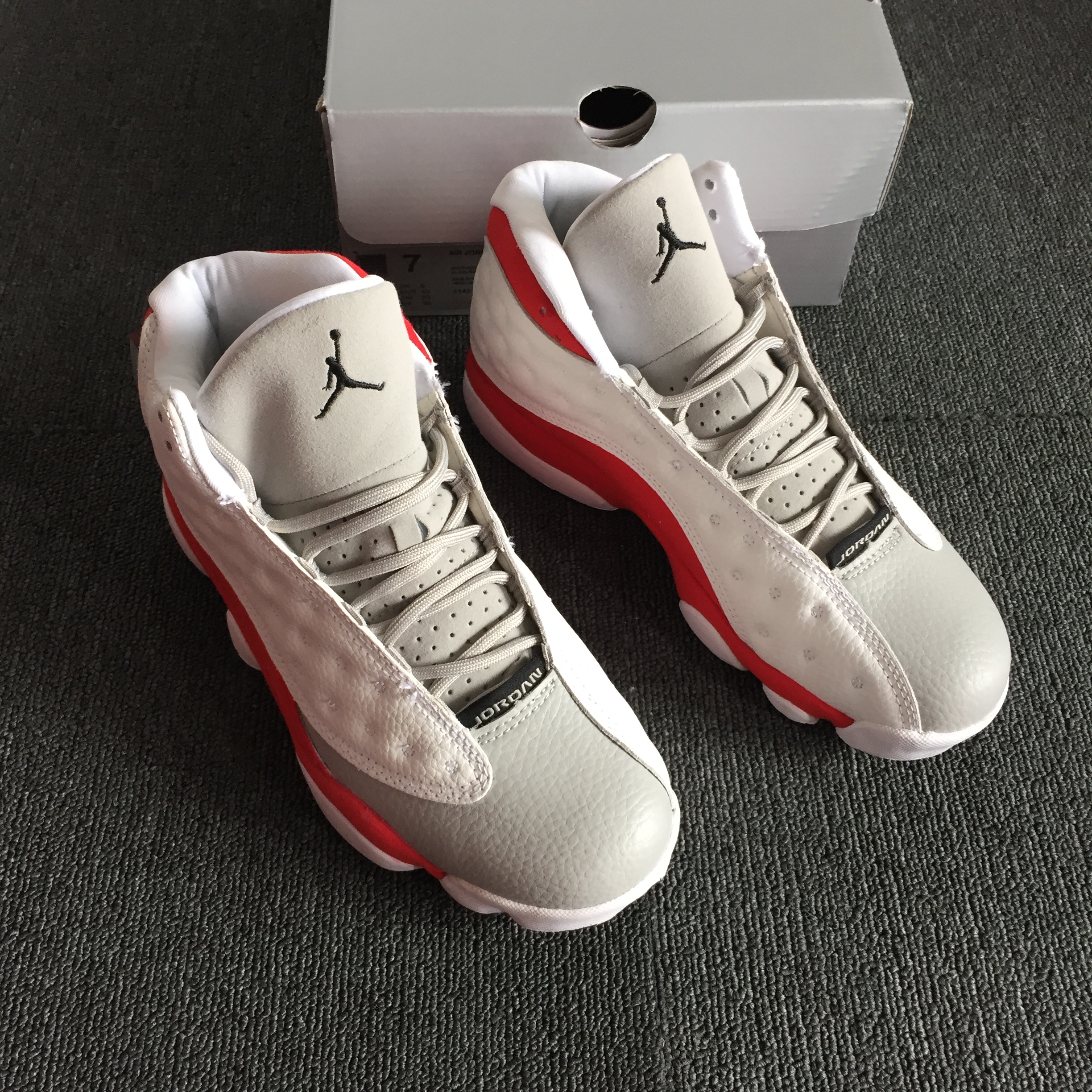 Men Jordan 13 Kidd White Red Grey Shoes